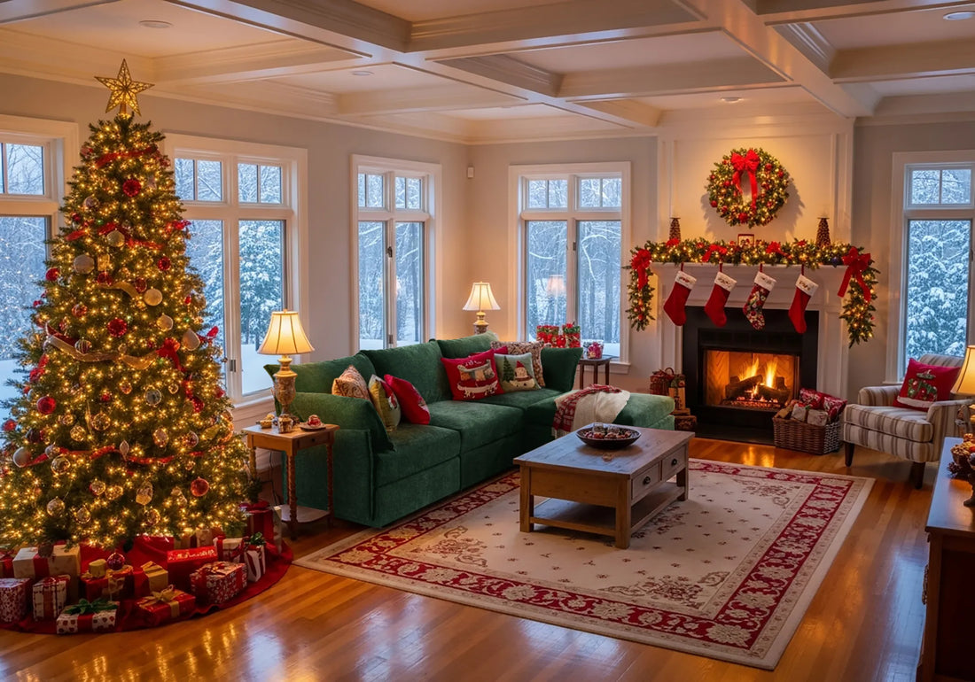 farmhouse living room christmas tree and abcasa huddle sofa