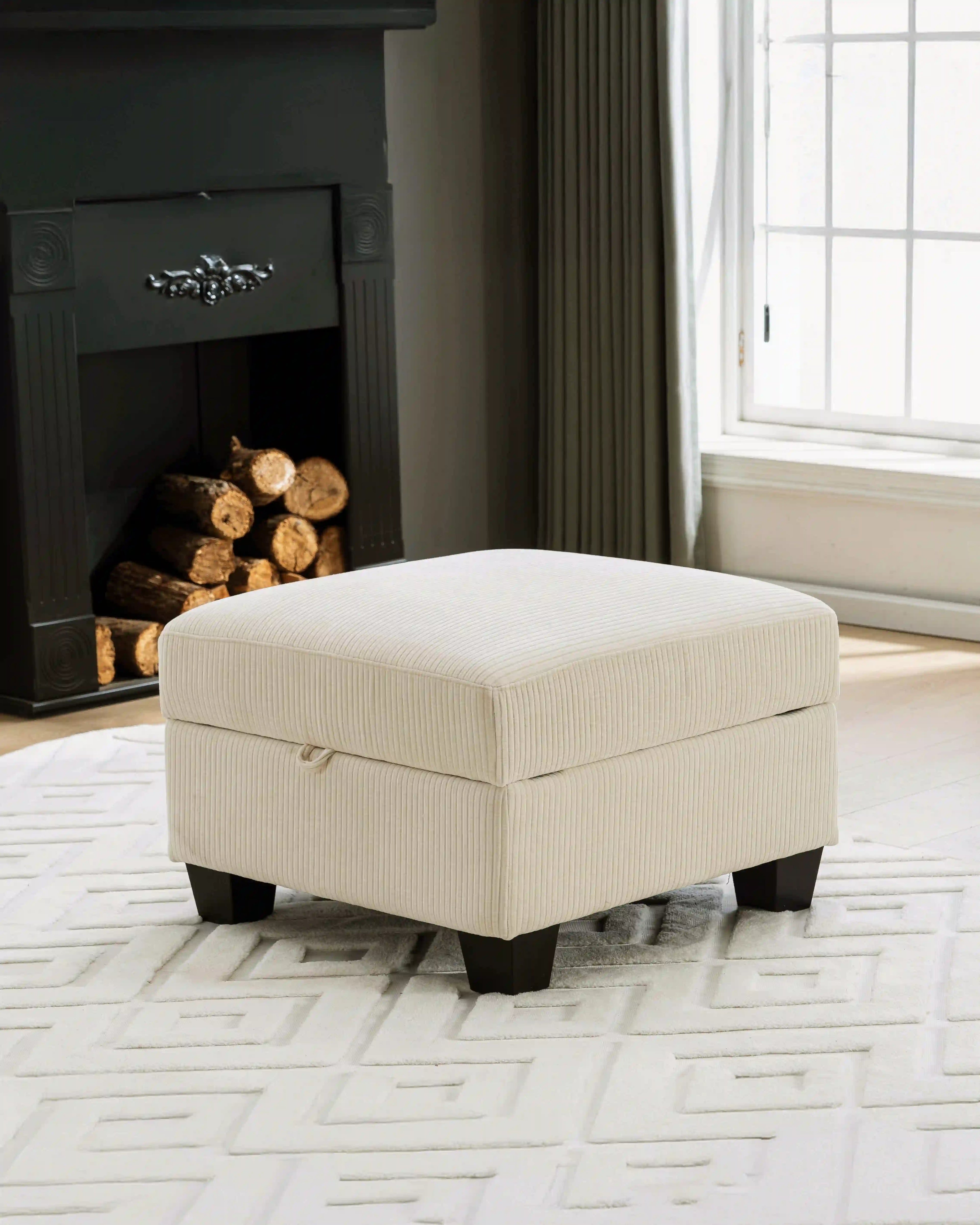 Stylish storage ottoman in ABCASA's living room furniture collection.
