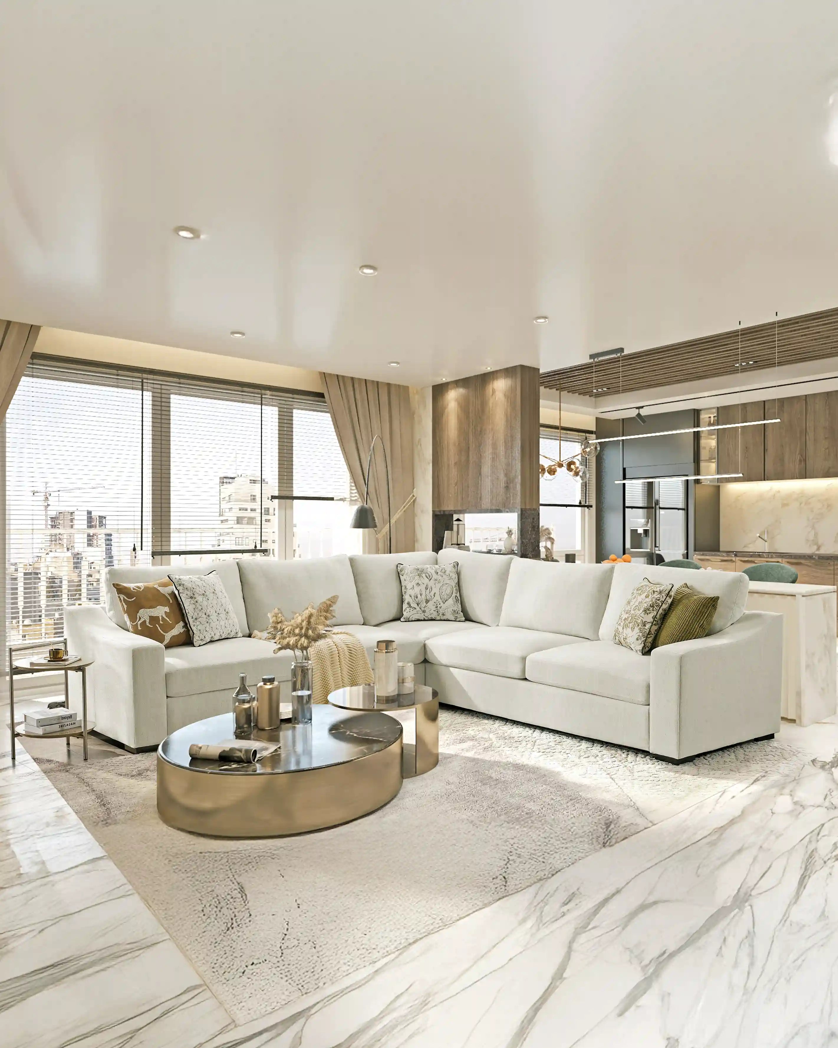 ABCASA light linen L-shaped storage sectional sofa featured in the Sofa & Sectional Collection for modern living rooms.