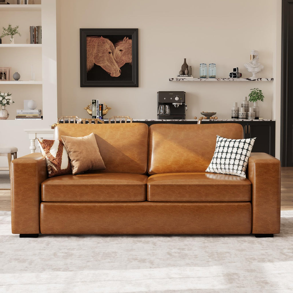 Alba Faux Leather Sofa – 2-Cushion (85")