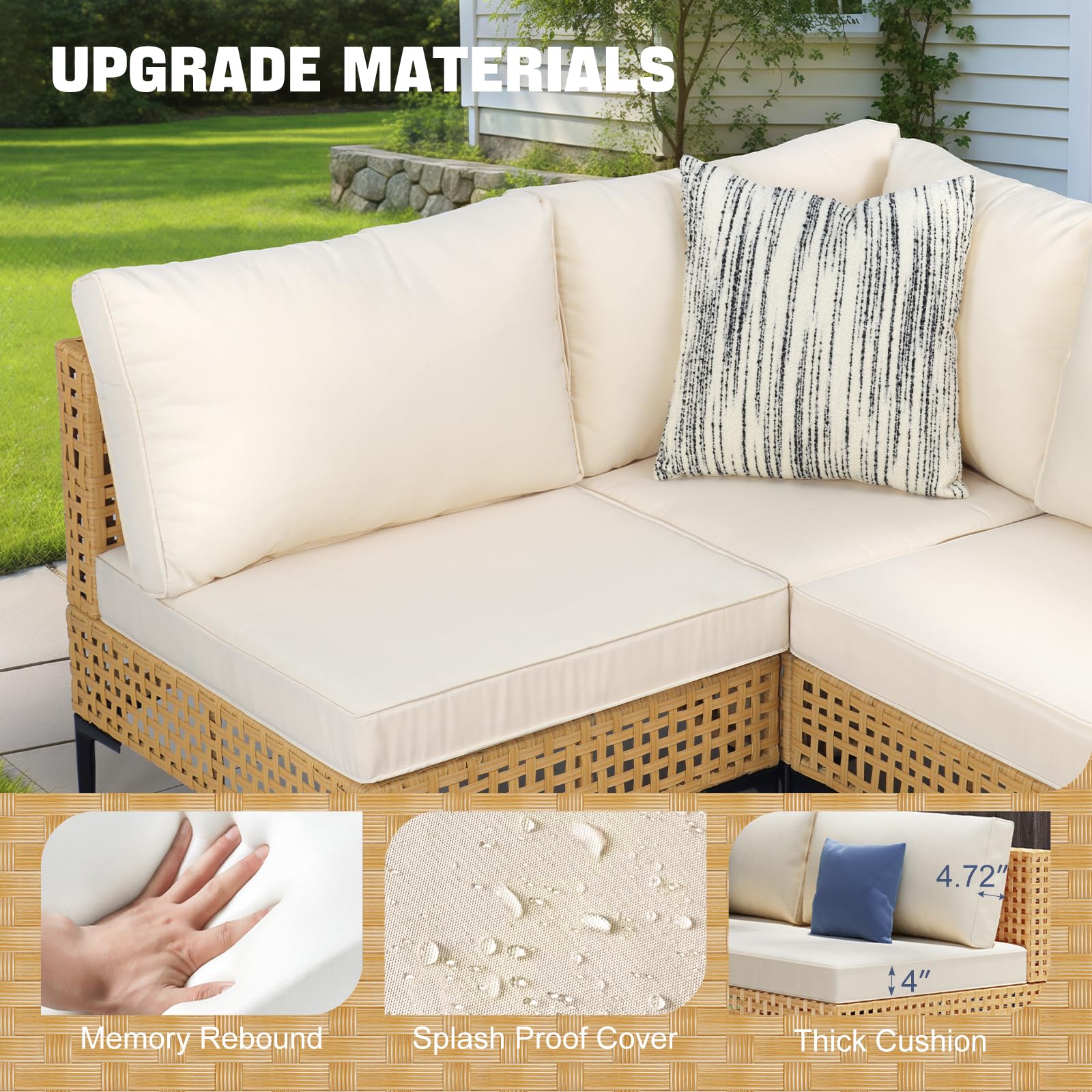 Outdoor Boho 7-Piece Wicker Modular Sectional Set