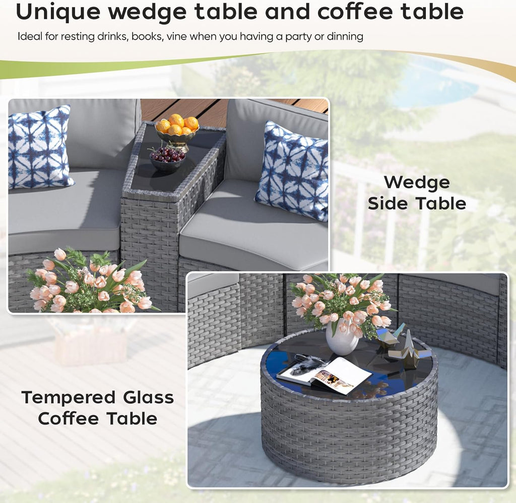 Outdoor Vista 11-Piece Half-Moon Sectional Set