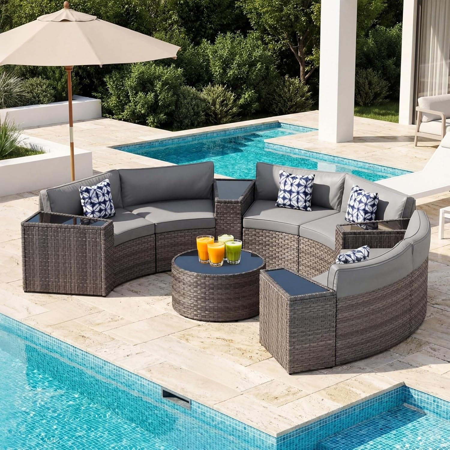 Outdoor Vista 11-Piece Half-Moon Sectional Set