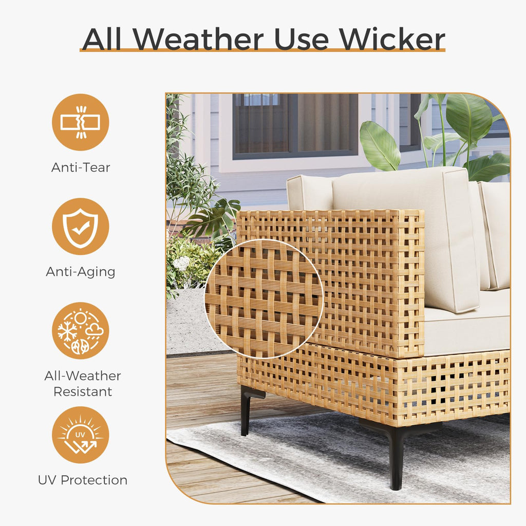 Outdoor Boho 7-Piece Wicker Modular Sectional Set