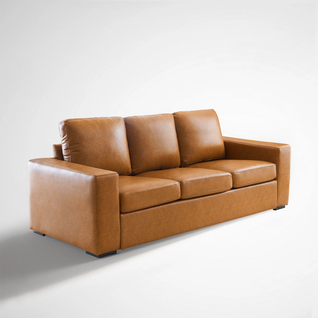 Alba Faux Leather Sofa – 3-Cushion (85")