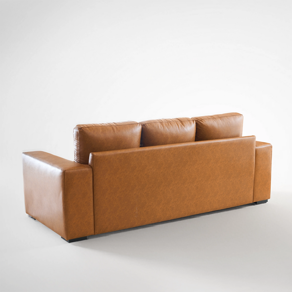 Alba Faux Leather Sofa – 3-Cushion (85")