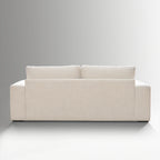 Rear view of the Alba faux linen sofa in ivory cream showing the finished back design.