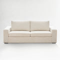 Front view of the ABCASA Alba sofa in ivory cream faux linen fabric.