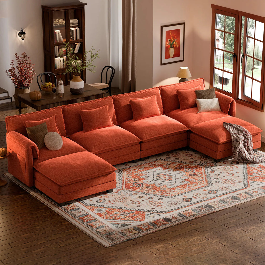 Cloud 6-Piece Modular Sofa with Ottomans (150")