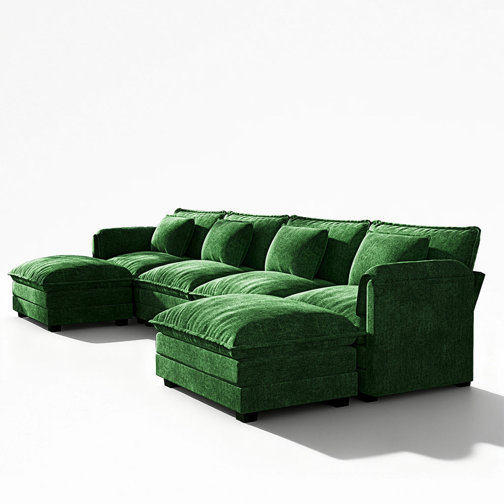 Cloud Modular 6-Piece Sofa with Ottomans (150")
