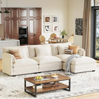 Traditional living room decor featuring an ABCASA Cloud modular sofa styled with classic wooden accents.
