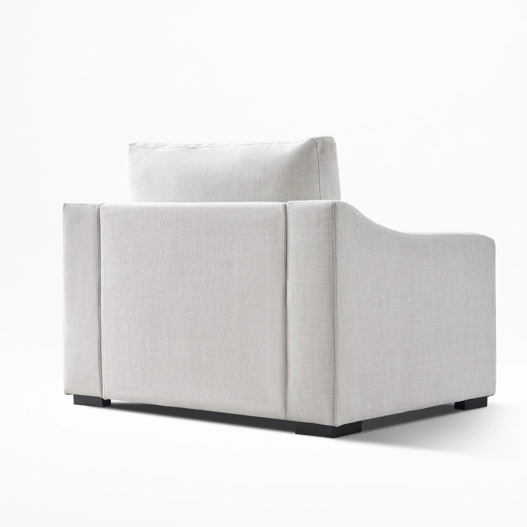 Cove Oversized Armchair, rear view in Frost White fabric