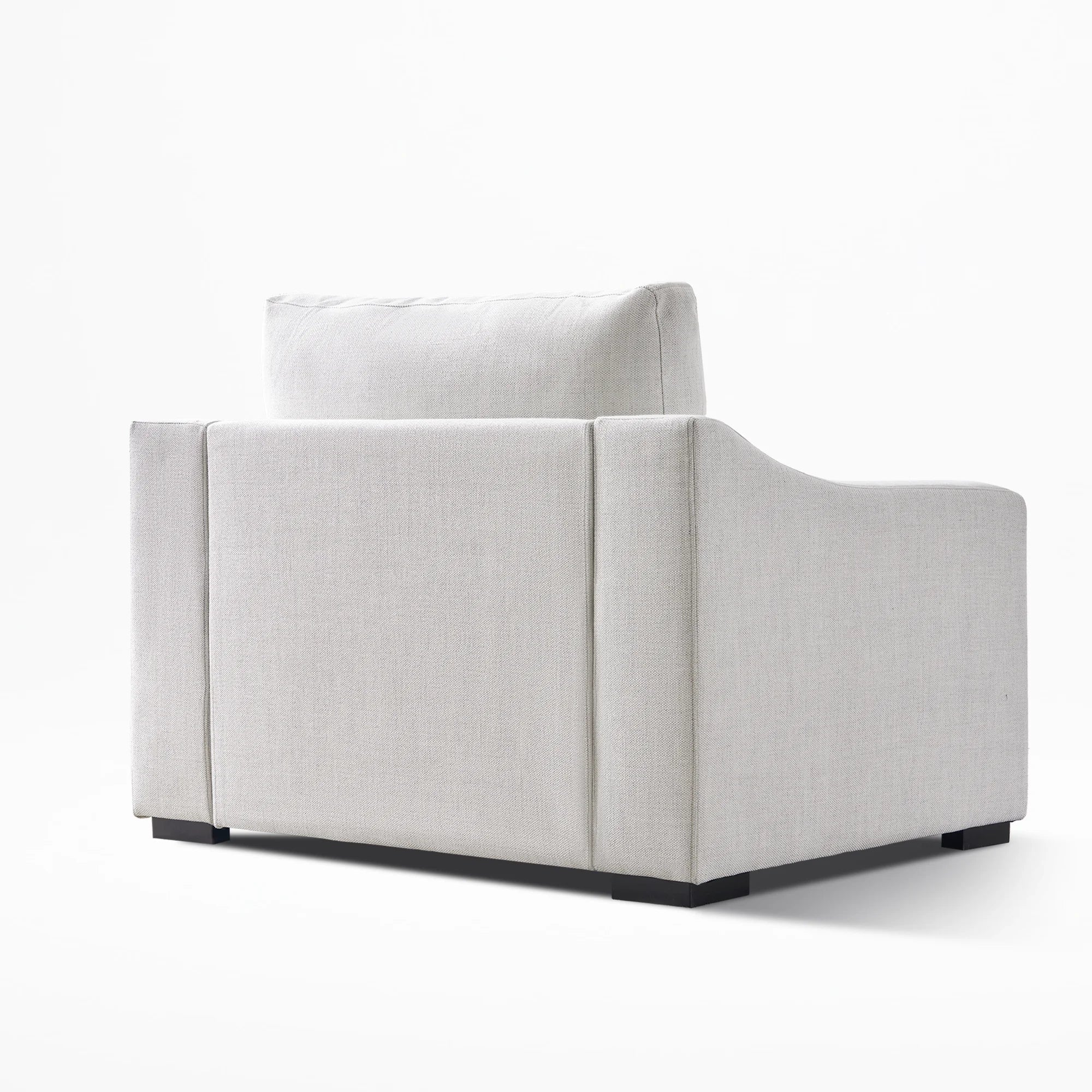 Cove Oversized Armchair, rear view in Frost White fabric