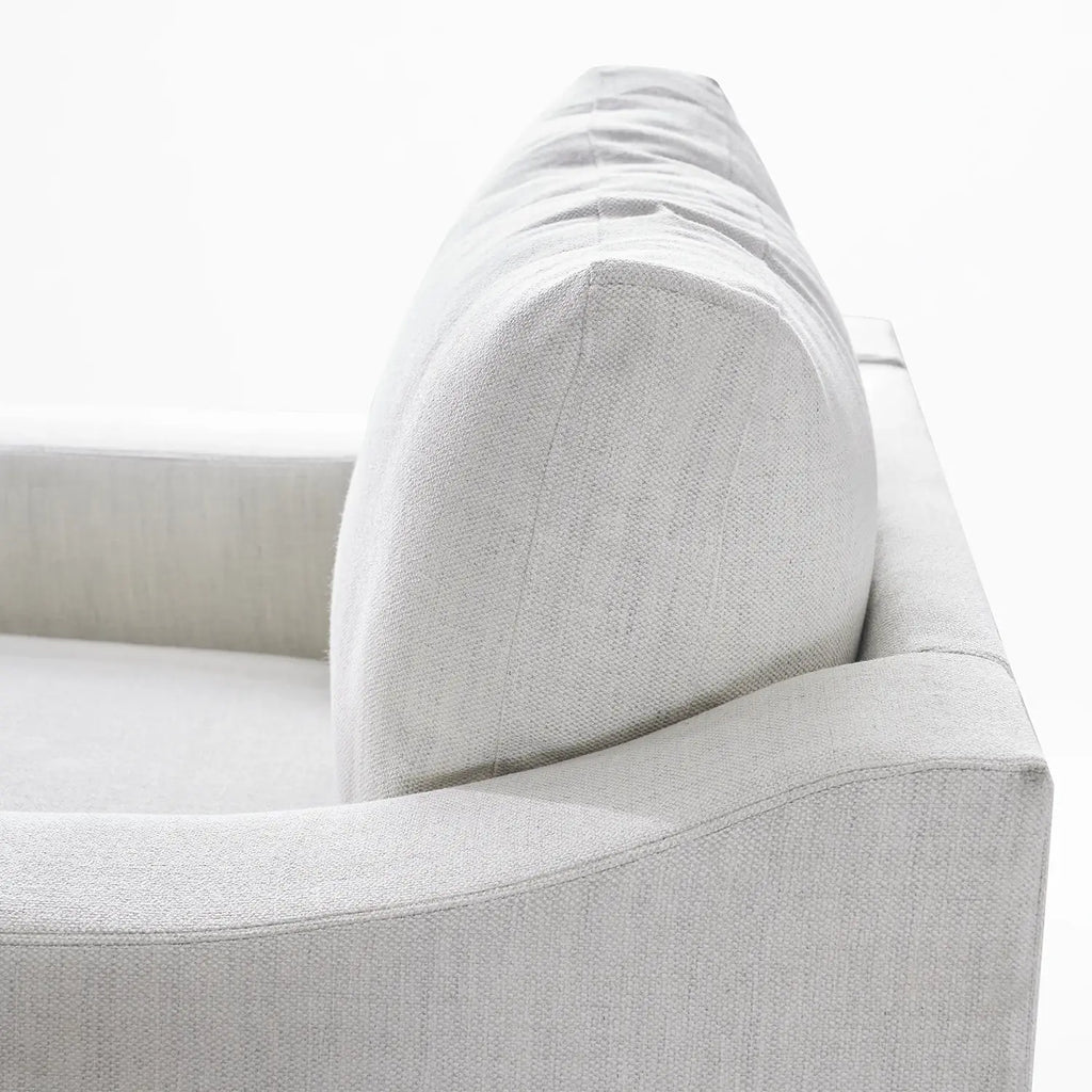 Close-up backrest cushion details of Cove Oversized Armchair in Frost White