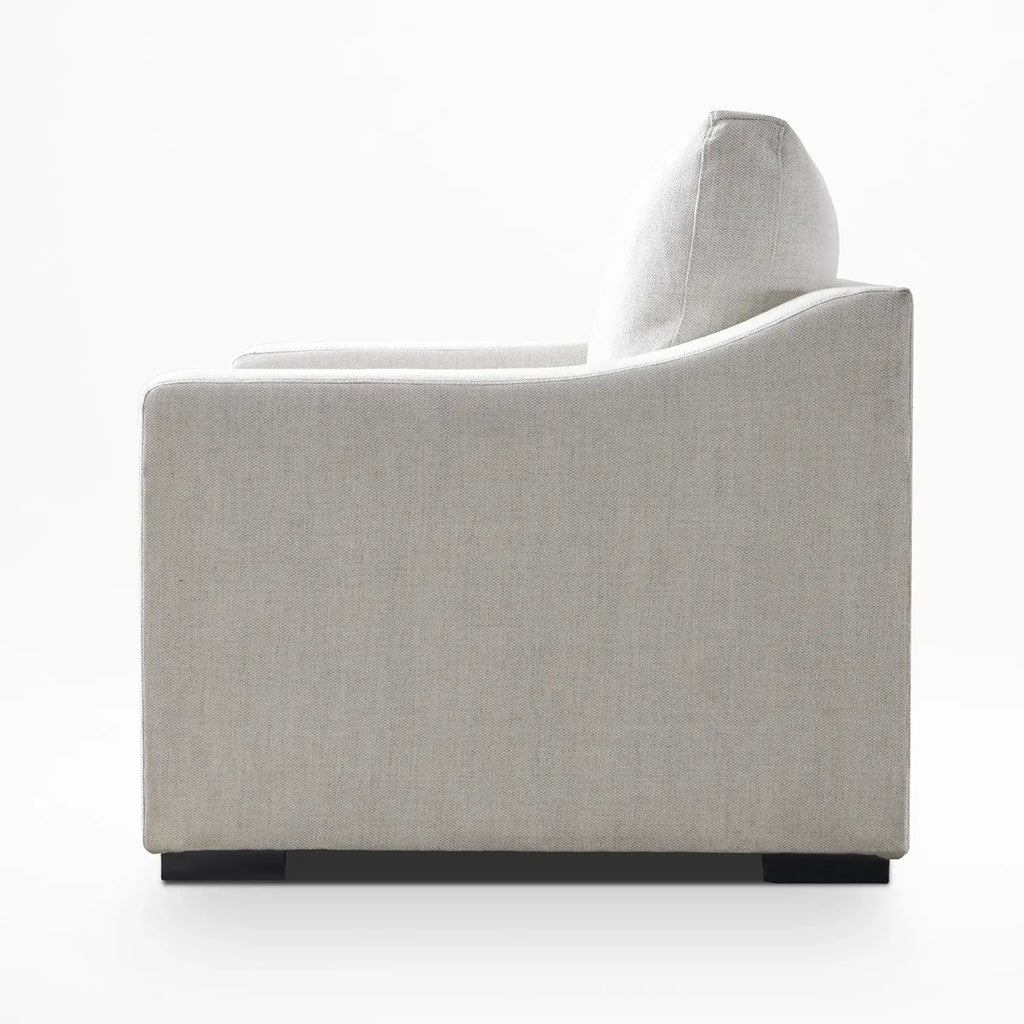 Cove Oversized Armchair, side profile in Frost White