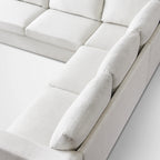 Top-down view of the plush backrest cushions on the Frost White sectional.