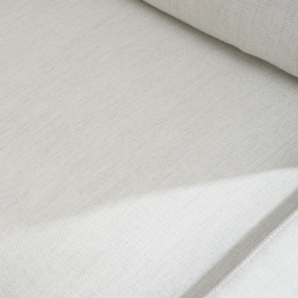 Macro texture shot of the Frost White upholstery fabric for the Cove series.