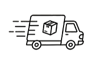 Icon of a delivery truck with a box showing ABCASA shipping service