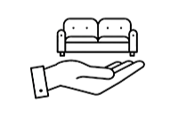 Icon of a hand holding a sofa, representing ABCASA furniture are of good quality