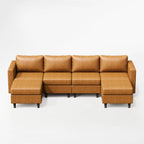Moro Faux Leather Modular Sofa with 2 Ottomans (118")