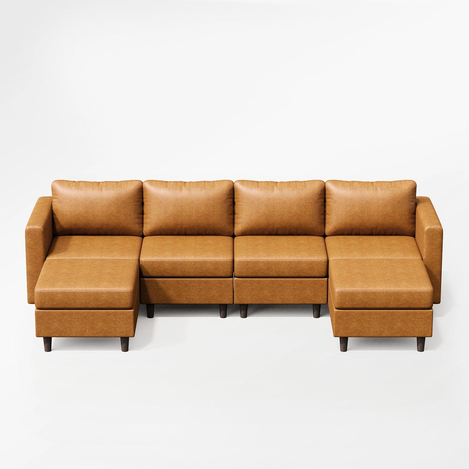 Moro Faux Leather Modular Sofa with 2 Ottomans (118")