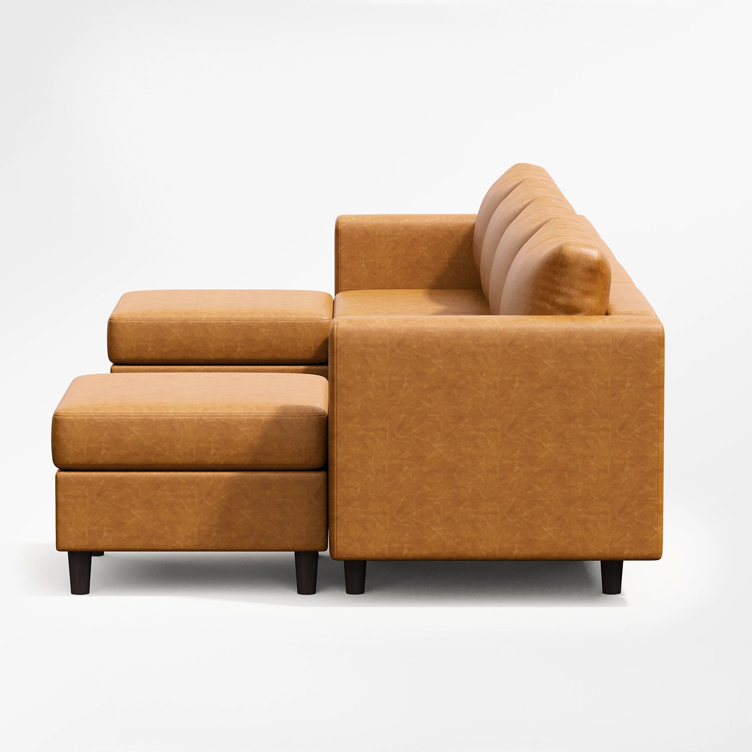 Moro Faux Leather Modular Sofa with 2 Ottomans (118")