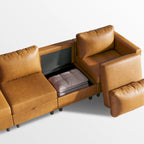 Moro Faux Leather Modular Sofa with 2 Ottomans (118")