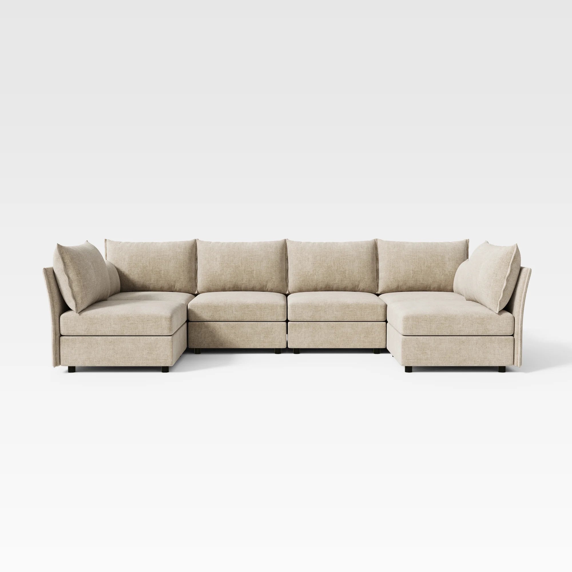 Modern beige 6-piece modular sofa from the ABCASA Huddle collection for oversized living spaces.