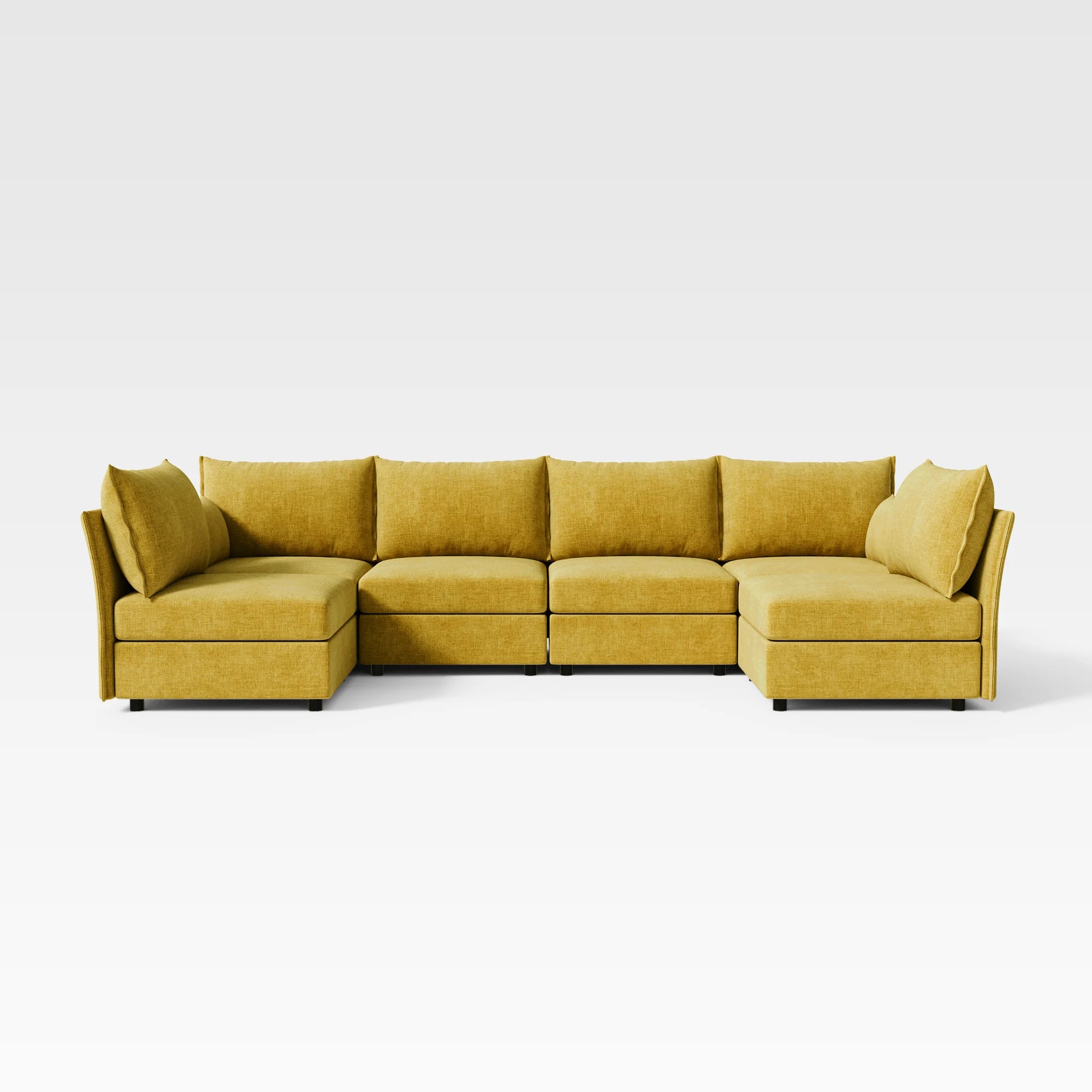 Bright yellow ABCASA Huddle 6-piece modular sofa, a bold and flexible XL seating solution.