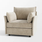 Neutral beige ABCASA Huddle accent chair, perfect for modern small-space seating.