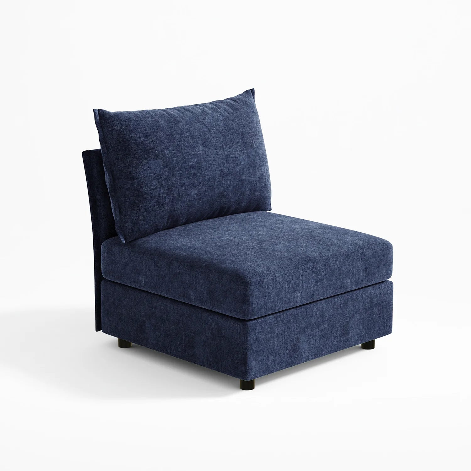Blue Huddle armless seat module; premium textured chenille for a custom seating setup.