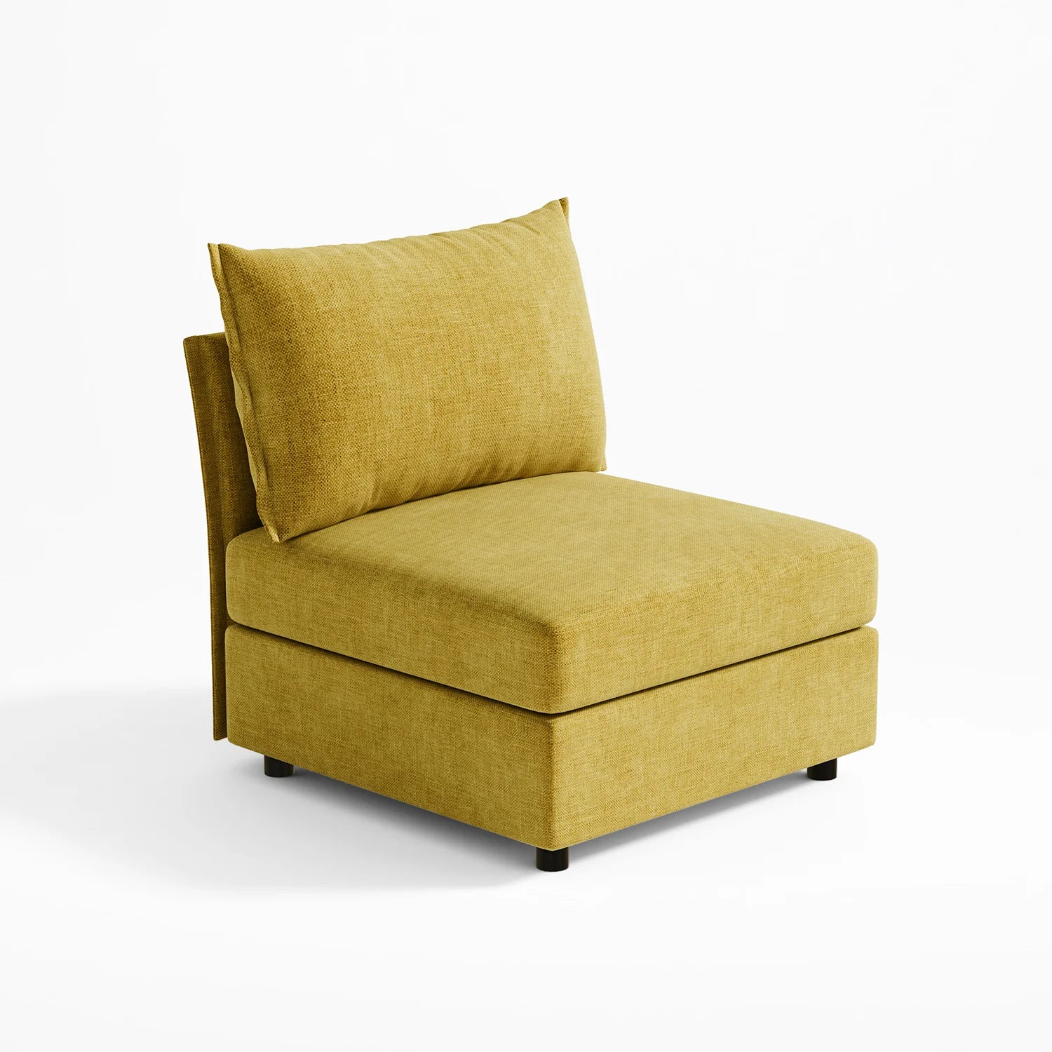 Yellow modular armless chair module; creates seamless length in custom Huddle layouts.