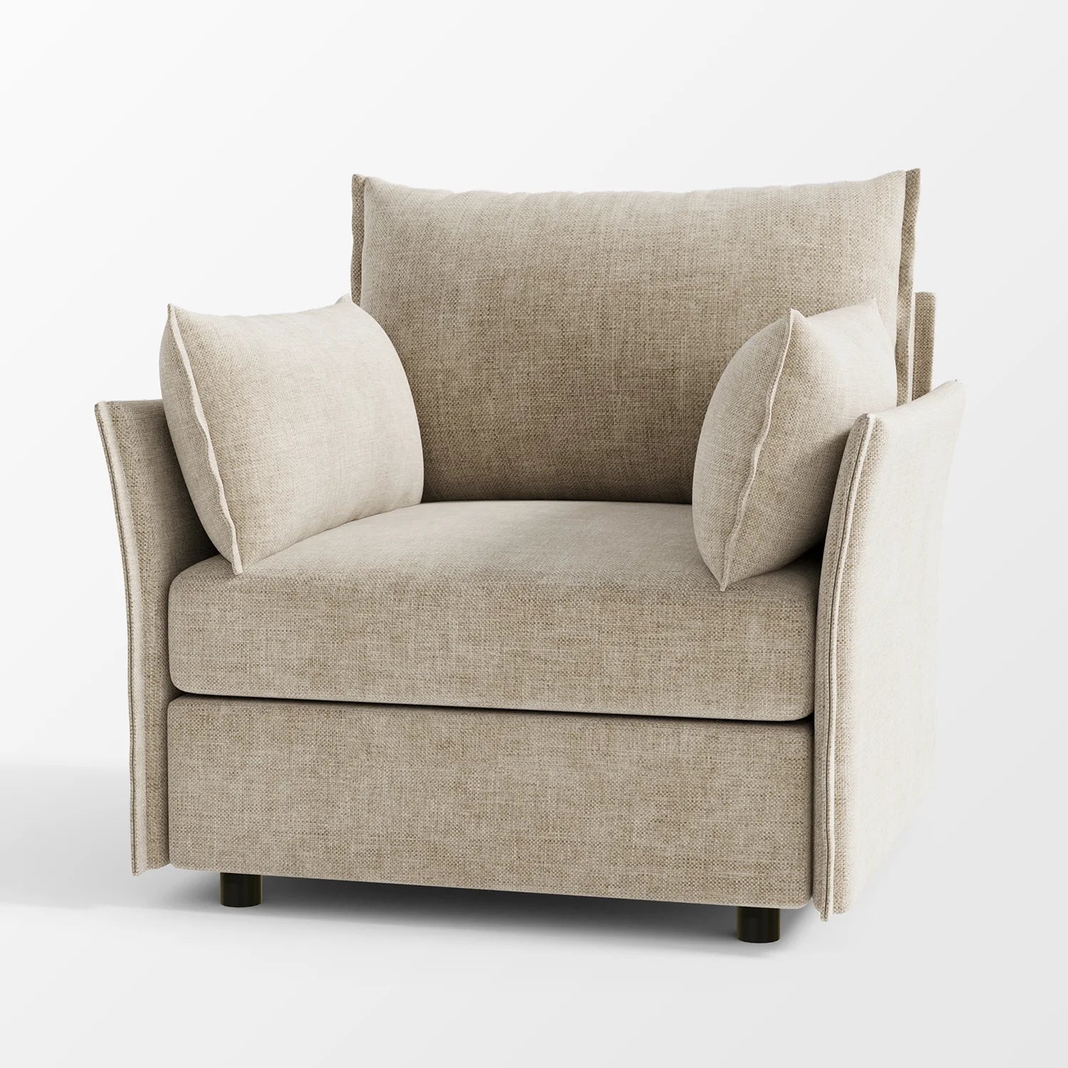 ABCASA Huddle Chenille Oversized Armchair with Storage in Oatmeal Beige chenille