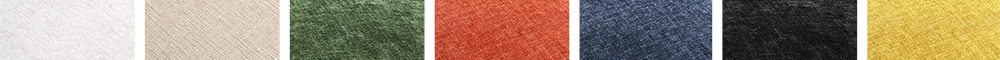 Color swatch with various shades of white, beige, green, red, blue, black, and yellow for ABCASA Huddle sofa collection.