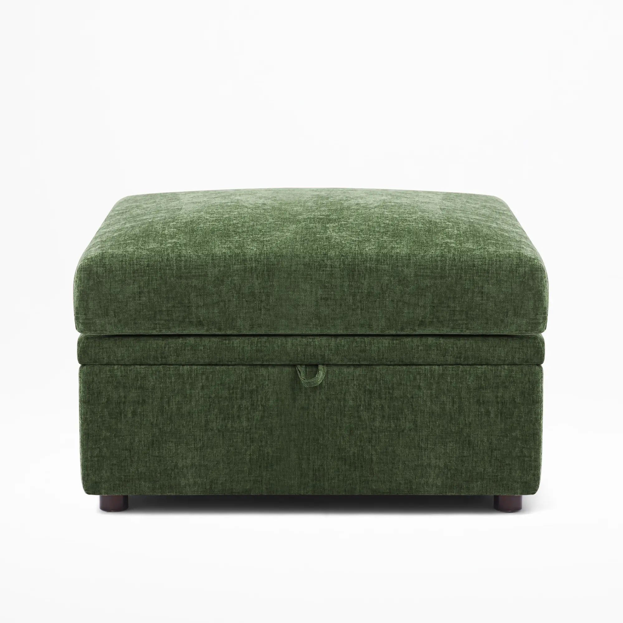 Versatile Huddle modular ottoman in green, functions as a footrest, chaise, or coffee table.