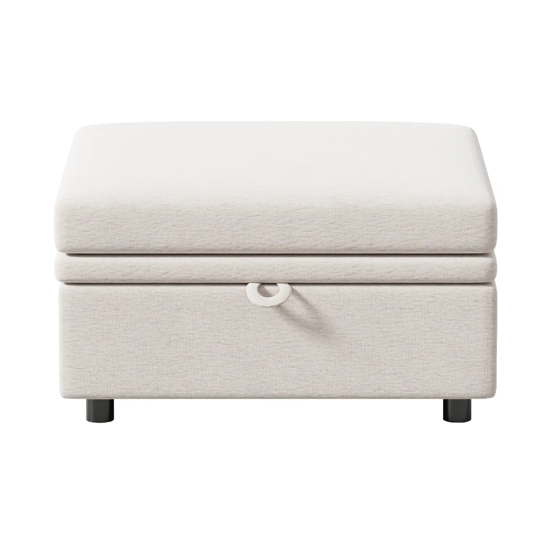 White modular ottoman; versatile seating or coffee table surface for Huddle sofas.