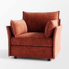 Terracotta modular armchair module; features pillow-style arms and plush chenille.