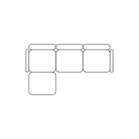 Line diagram showing the 3+1 configuration of the modular sofa, illustrating the placement of the three-seat section and the single module.