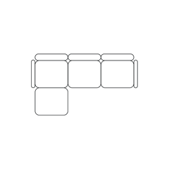 Line diagram showing the 3+1 configuration of the modular sofa, illustrating the placement of the three-seat section and the single module.