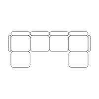 Line diagram showing the 4+2 configuration of the modular sofa, illustrating the placement of the four-seat section and 2 ottomans.
