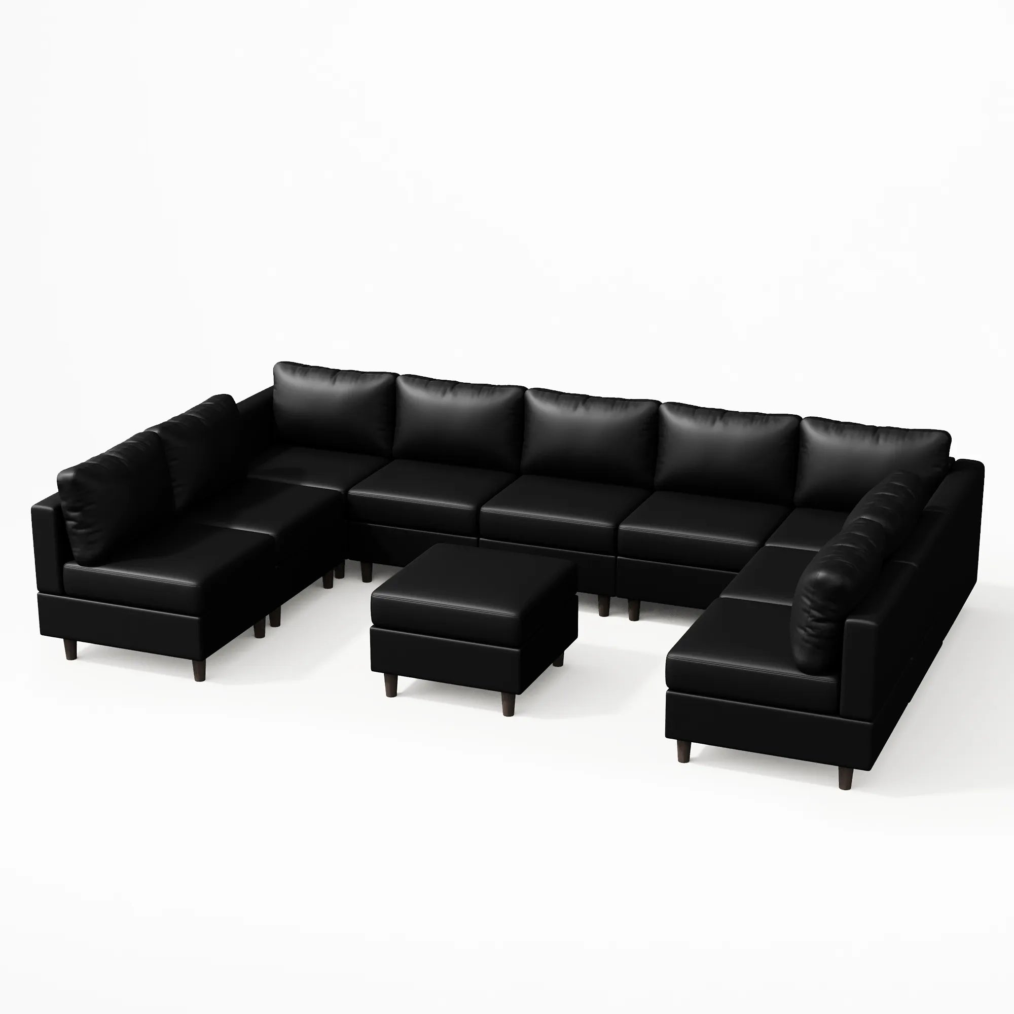 Moro Vegan Leather Oversized Modular Sectional with Ottoman (117"-251")