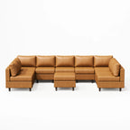 Moro Vegan Leather Oversized Modular Sectional with Ottoman (117"-251")