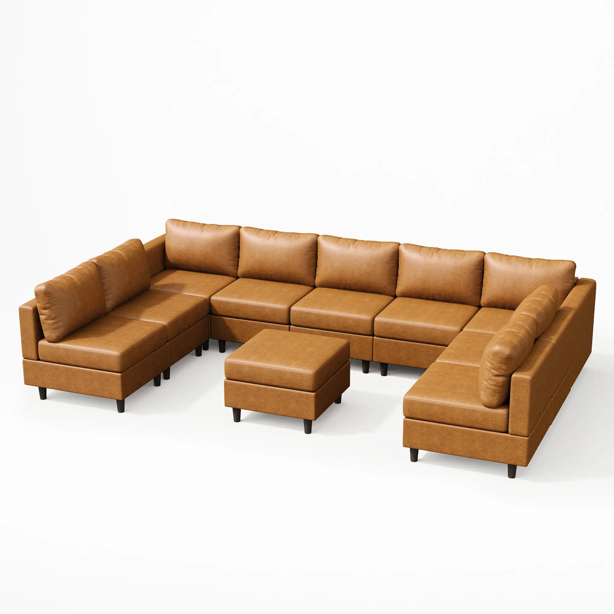 Moro Vegan Leather Oversized Modular Sectional with Ottoman (117"-251")
