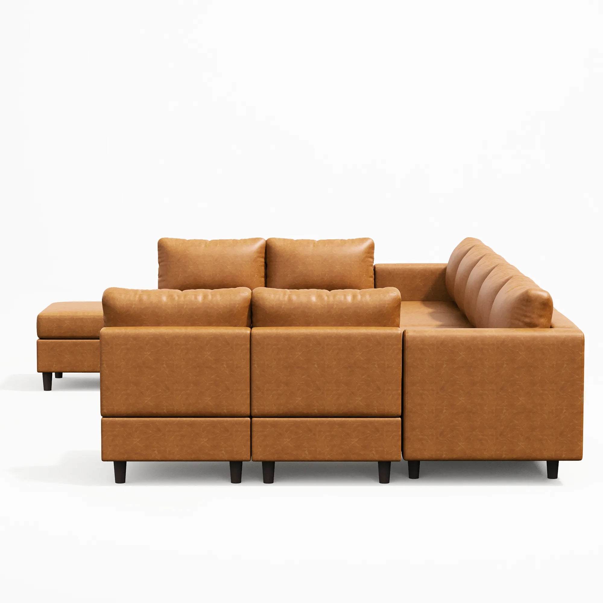 Moro Vegan Leather Oversized Modular Sectional with Ottoman (117"-251")