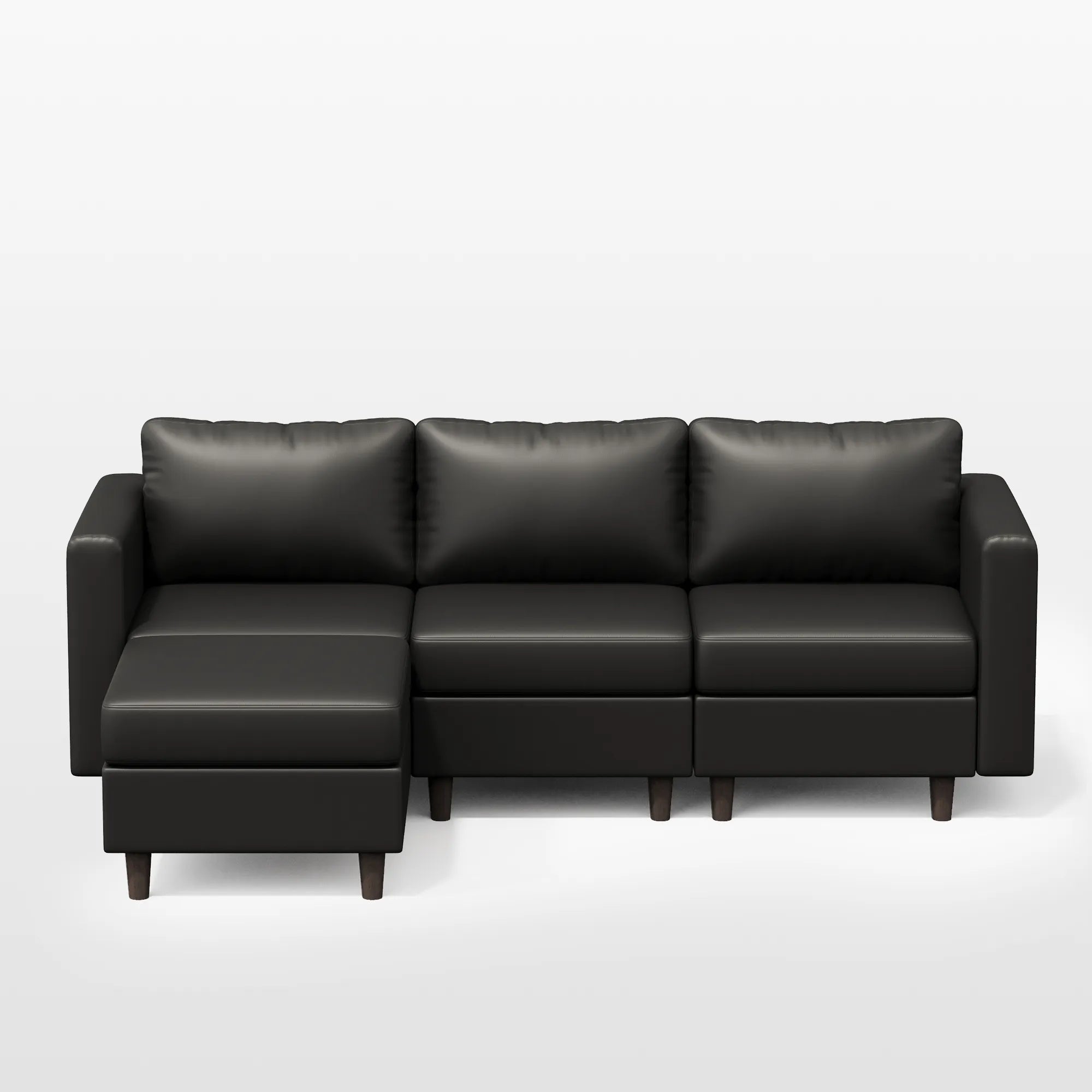ABCASA Moro 4-piece modular sofa in classic black with a modern modular design and ottoman