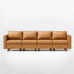 ABCASA Moro 4-piece modular sofa in saddle tan with a balanced four-seat modular arrangement