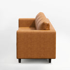 Side view of the ABCASA Moro 4-piece modular sofa highlighting arm height and seat depth