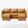 ABCASA Moro 5-piece modular sofa in saddle tan offering expanded seating with two ottomans