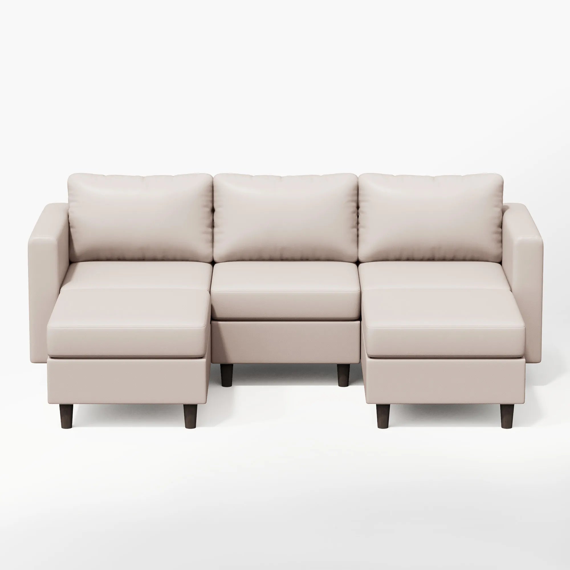 ABCASA Moro 5-piece modular sofa in soft taupe designed for flexible modular seating with dual ottomans