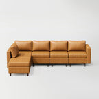 ABCASA Moro 6-piece modular sofa in saddle tan featuring spacious sectional seating with ottoman